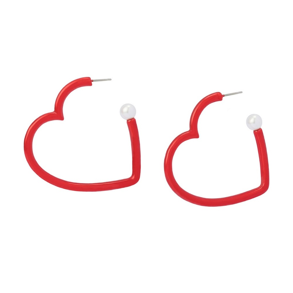 Betsey Johnson Faux Stone Love Spell Heart Hoop Earrings